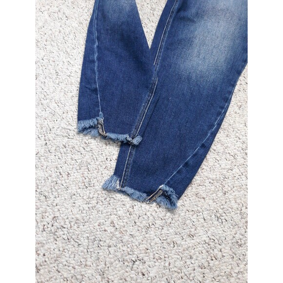 20 KanCan High-Rise Crop Barrel Leg Side Step Fray Hem - Picture 3 of 9